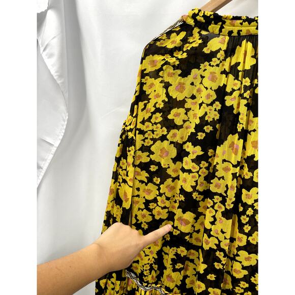 Free People yellow floral semi sheer tunic dress - Picture 5 of 6